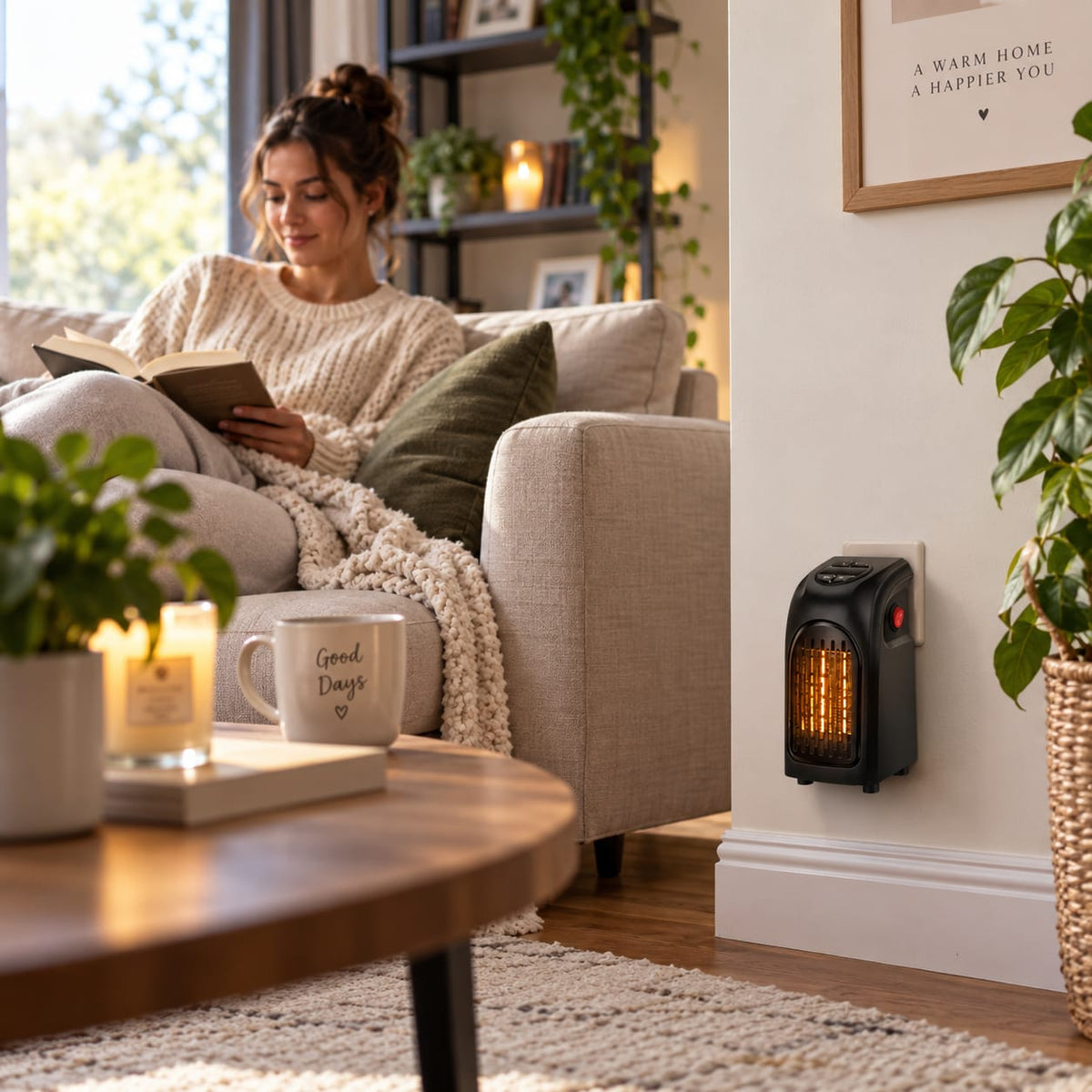 Mini Plug-In Ceramic Space Heater with Remote & Digital Display