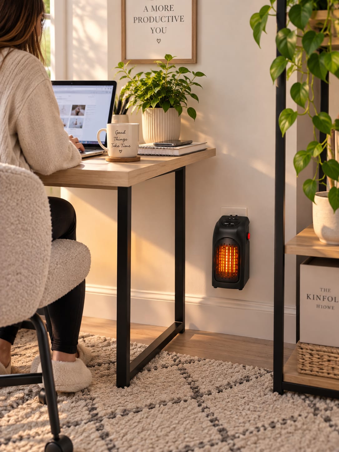 Mini Plug-In Ceramic Space Heater with Remote & Digital Display